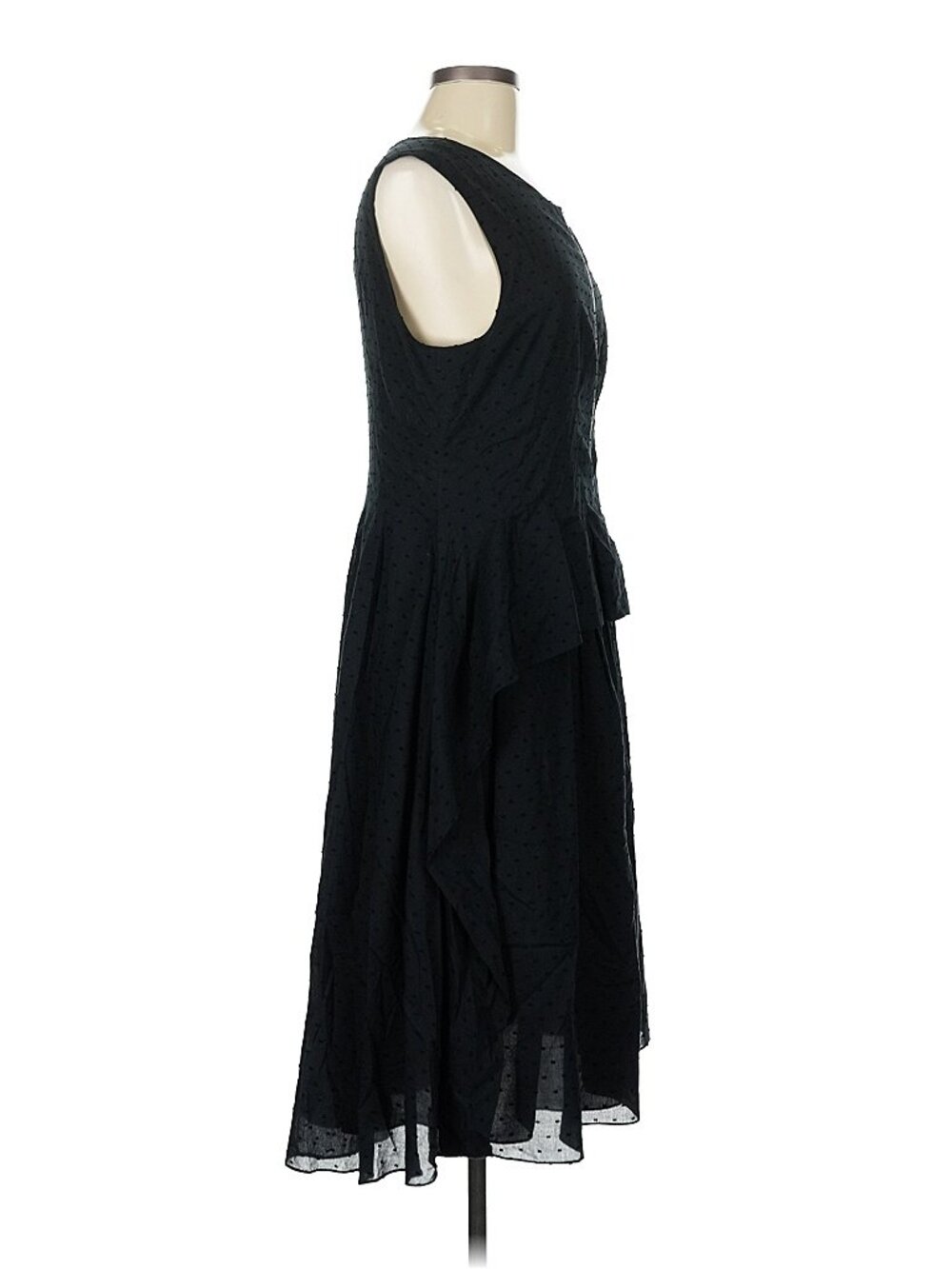 Lela Rose Swiss Dot Scoop Neck Dress – Knee Length – Size M (est) Black - Picture 5 of 6